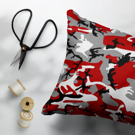 Cojín Decorativo Camuflaje rojo y gris, ejército