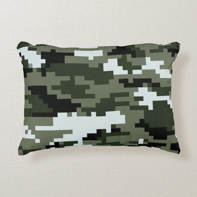 Cojín Decorativo Camuflaje Urbano Digital Pixel de 8 bits / Camo (Anverso)