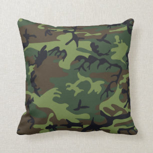 Cojín Decorativo Camuflaje verde, marrón y negro de camo