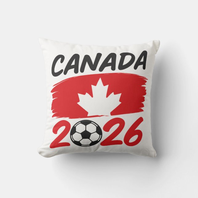 Cojín Decorativo Canada 2026 Soccer Fan Design with Maple Leaf (Anverso)