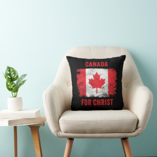 Cojín Decorativo Canadá por Cristo - Fe cristiana patriótica
