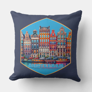 Cojín Decorativo Canal Amsterdam Países Bajos Europa