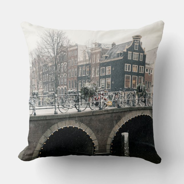 Cojín Decorativo Canal de Ámsterdam en invierno (Anverso)