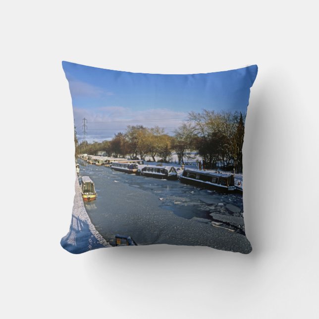 Cojín Decorativo Canal Macclesfield de invierno Cheshire Inglaterra (Anverso)