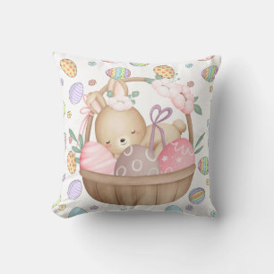 Cojín Decorativo Canasta linda del conejo de Pascua