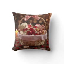 Canasta Romántica de Rosa Teddy Decoración de San 