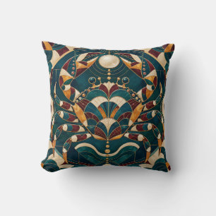 Cojín Decorativo Cáncer Burgundy Teal Mosaico Geométrico