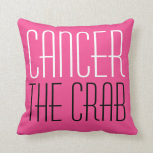 Cojín Decorativo Cáncer El Cangrejo Tipografía Zodiaca Pink Calient