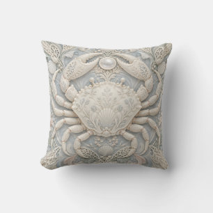 Cojín Decorativo Cáncer Relieve Estilo Porcelana Azul Marfil