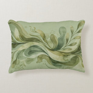 Cojín Decorativo Canción de la Tierra Fluyendo Abstracto Verde Salv