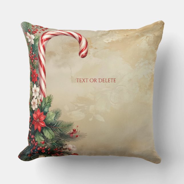 Cojín Decorativo Candy Cane Christmas Holiday Throw Pillow (Anverso)
