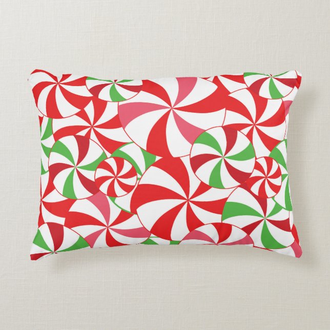 Cojín Decorativo Candy Cane Christmas Print Throw Pillow (Anverso)