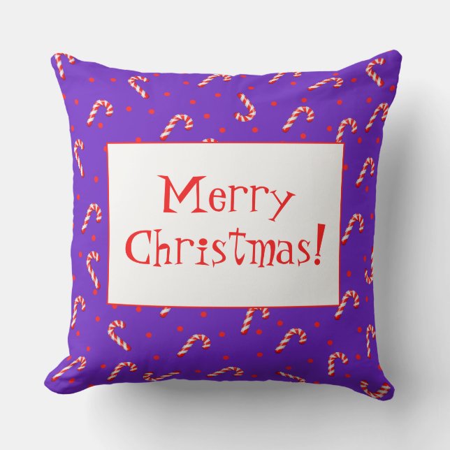 Cojín decorativo Candy Canes de Navidades púrpuras (Anverso)