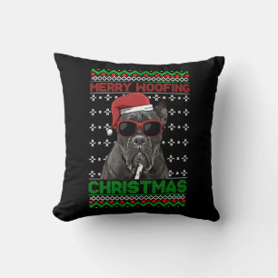 Cojín Decorativo Cane Corso Dog Funny Merry Woofing Navidades