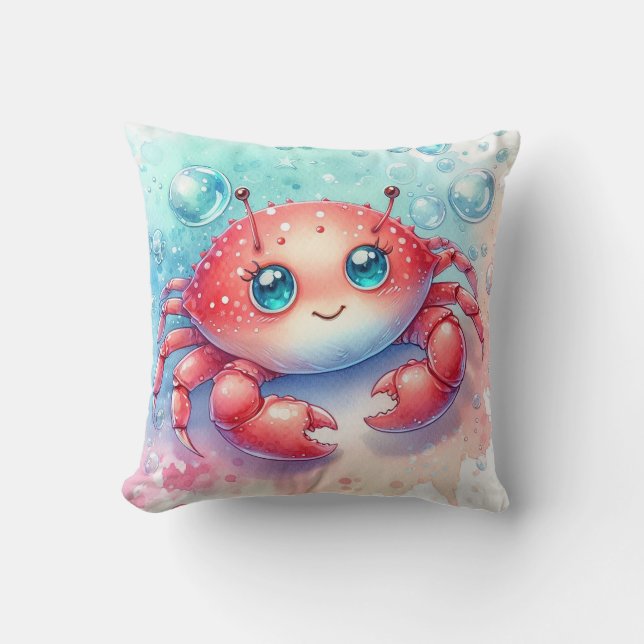 Cojín Decorativo Cangrejo acuarela (Anverso)
