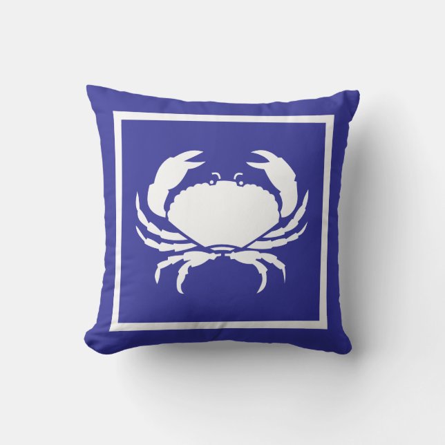 Cojín Decorativo Cangrejo blanco ~ Casa de playa (Anverso)