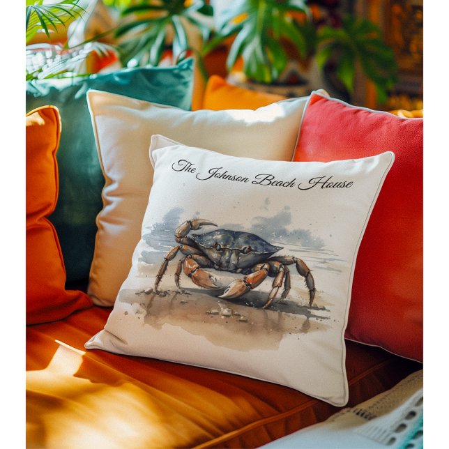 Cojín Decorativo cangrejo caminando por la playa, personalizable (Subido por el creador)