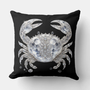 Cojín Decorativo Cangrejo de Cristal de Plata   Océano Brillante Lu