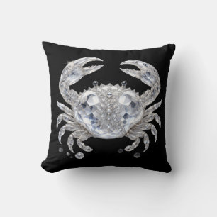 Cojín Decorativo Cangrejo de Cristal de Plata   Océano Brillante Lu