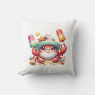 Cojín Decorativo Cangrejo de Vibraciones de Verano con Paletas