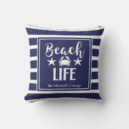 Cojín Decorativo Cangrejo de Vida en la Playa Estrella de Mar Chic 