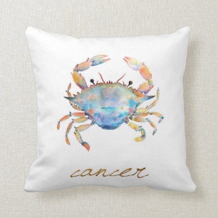 Cojín Decorativo Cangrejo del cáncer de la acuarela