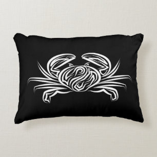 Cojín Decorativo Cangrejo tribal blanco y negro