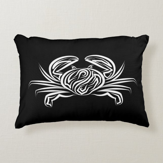 Cojín Decorativo Cangrejo tribal blanco y negro (Anverso)