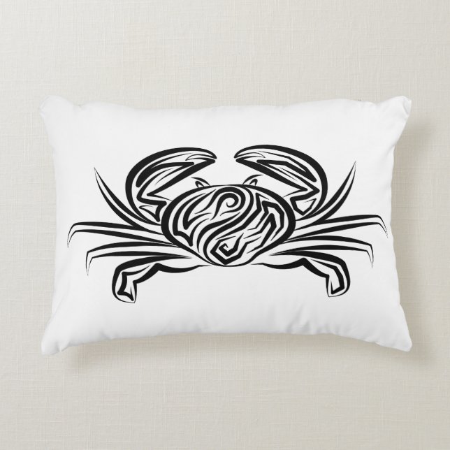 Cojín Decorativo Cangrejo tribal blanco y negro (Anverso)
