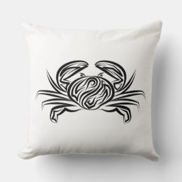 Cojín Decorativo Cangrejo tribal blanco y negro