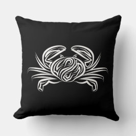Cojín Decorativo Cangrejo tribal blanco y negro