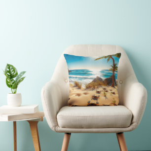 Cojín Decorativo Cangrejos de mar en playa tropical – Océano sereno