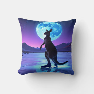 Cojín Decorativo Canguro patinador bajo la luz de la luna