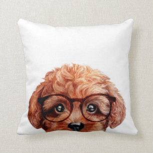 Cojín Decorativo Caniche de juguete de Brown con los vidrios