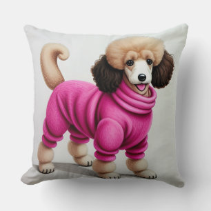 Cojín Decorativo Caniche elegante con rosa