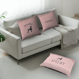 Cojín Decorativo Caniche Rosa Pastel Personalizado a Juego