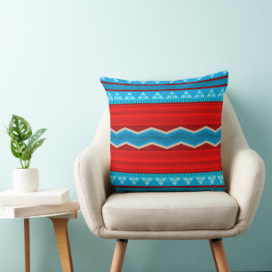 Cojín Decorativo Cañón del río Suroeste Rojo y Turquesa
