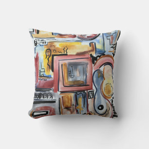 Cojín Decorativo Cantando En La Cocina-Arte Acuarela Abstracta