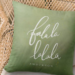 Cojín Decorativo Cantando Navidades Falala Modern Stars<br><div class="desc">El diseño es falalalala escrita en letra cursiva juguetona. Añadir nombre de familia.</div>
