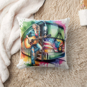 Cojín Decorativo Cantante colorido con guitarra y Personalizado de