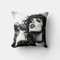 Cantante gótica punk chica gráfico retro cómic BW