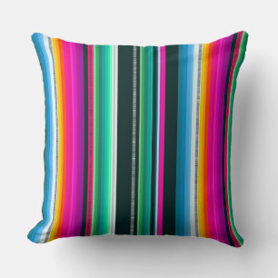 Cojín Decorativo Cantina serape rayas patrón multicolor