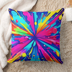 Cojín Decorativo Caos colorido: pintura salpicada: arte abstracto