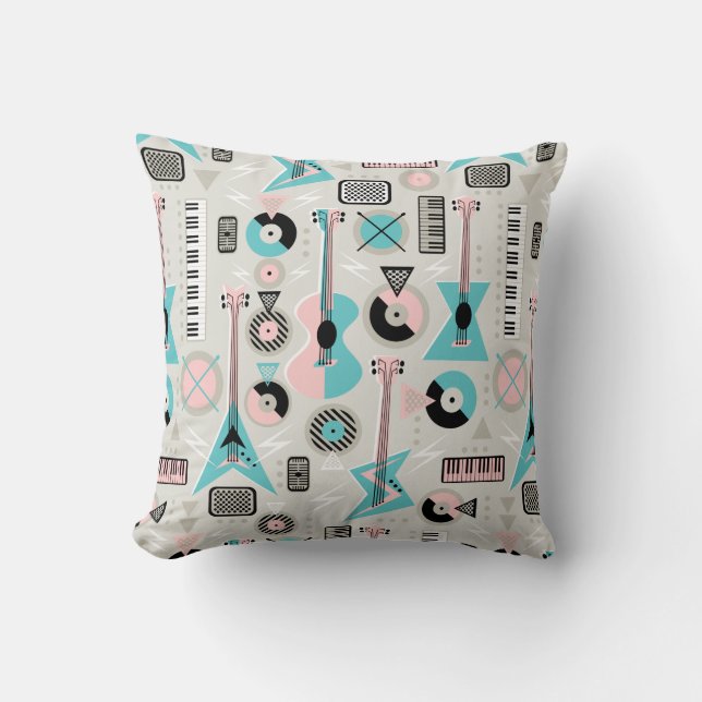 Cojín Decorativo Caos musical retro (Anverso)