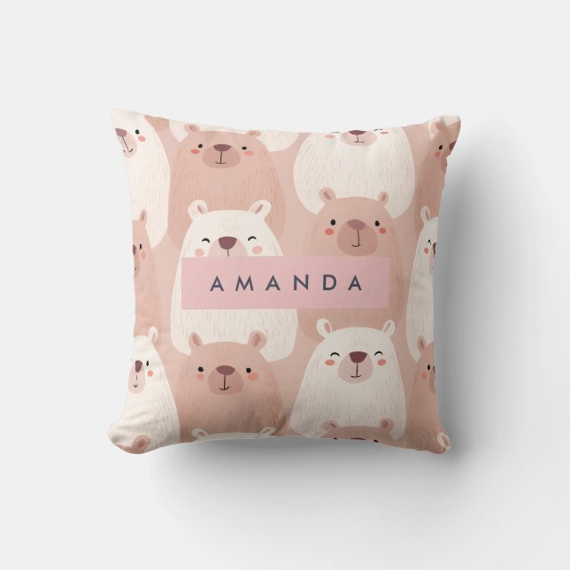 Cojín Decorativo Capibara Adorable Pastel Personalizado (Anverso)