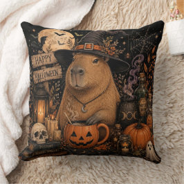 Cojín Decorativo Capibara de bruja espeluznante Halloween