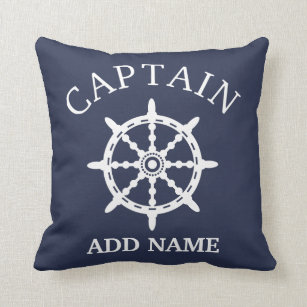 Cojín Decorativo Capitán del barco (personalice a Name de capitán)