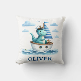Cojín Decorativo Capitán Náutico de Dinosaurio Lindo Personalizado