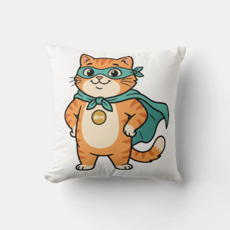 Cojín Decorativo Capitán Whiskerton - Lindo Gato Naranja Superhéroe