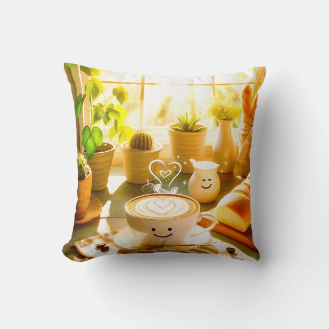 Cojín Decorativo Cappuccino en la mañana (Anverso)